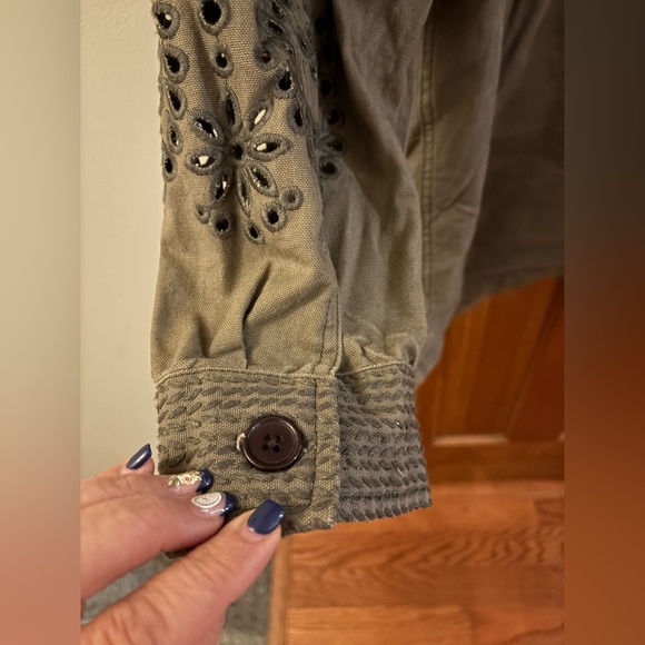 Johnny Was Violette Eyelet Embroidered Military Jacket XL - Picture 8 of 15